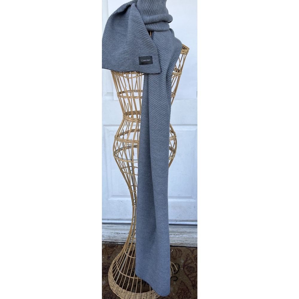 Oversized Reversible Wool Wrap Shawl Gray Black 105 x 24 Minimalist - Picture 10 of 16